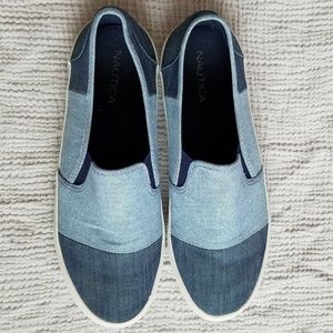 Nautica 2-Tone Denim Canvas Slip On Sneakers 8US